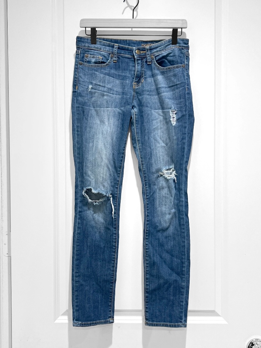 Gap womens Premium Skinny Distressed Jeans Sz 0/25R Dark Indigo Blue Denim